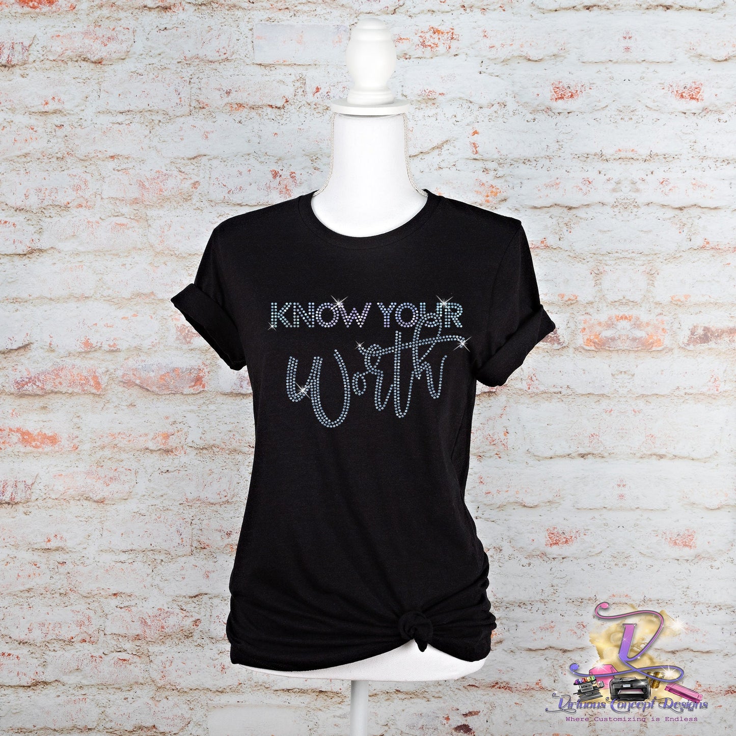 Know Your Worth Rhinestone Shirt
