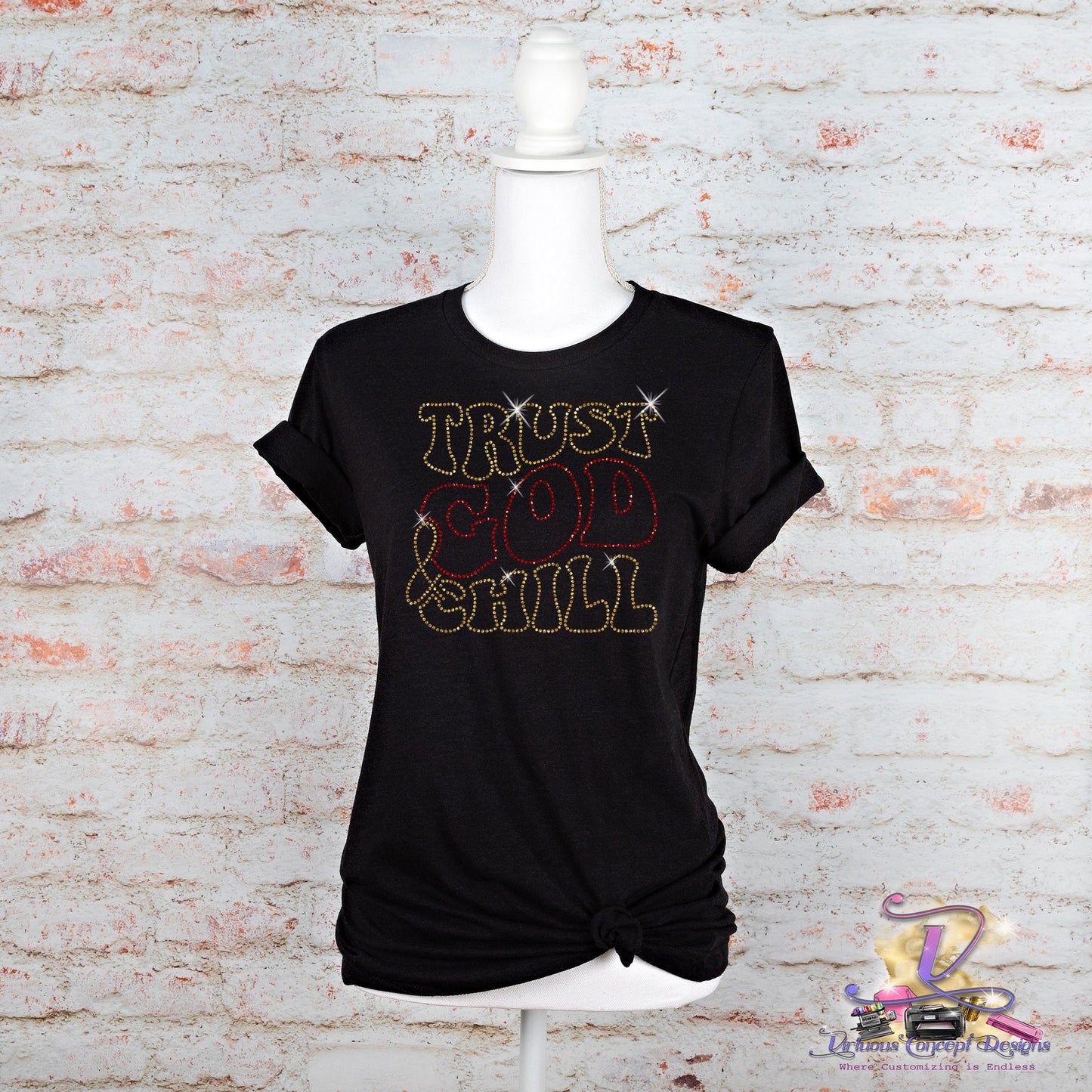Trust God & Chill Rhinestone Shirt