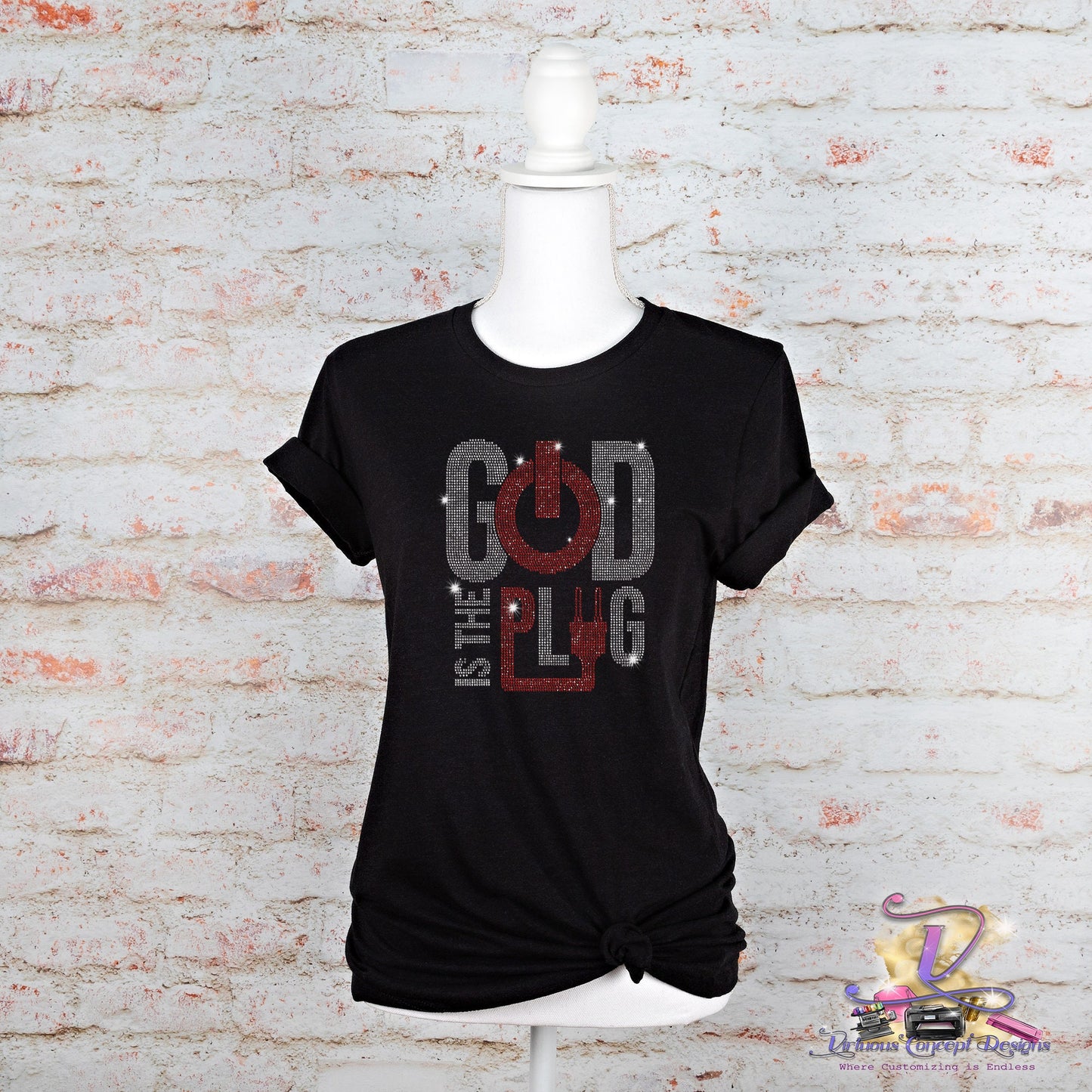 GOD is The Plug Rhinestone Shirt