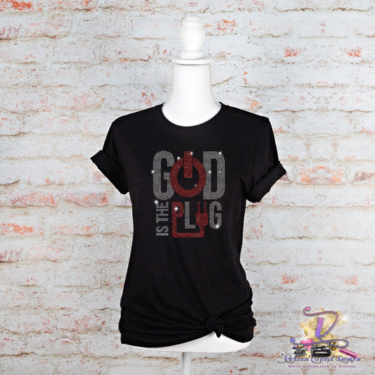 GOD is The Plug Rhinestone Shirt