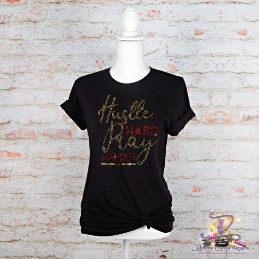 Hustle Hard Pray Harder Rhinestone Shirt