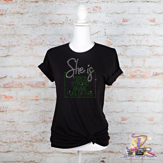 She is  Rhinestone Shirt